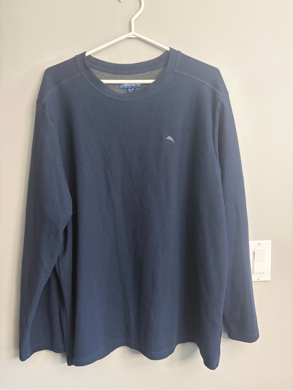 Tommy Bahama Navy Long-Sleeve Waffle Thermal Crew